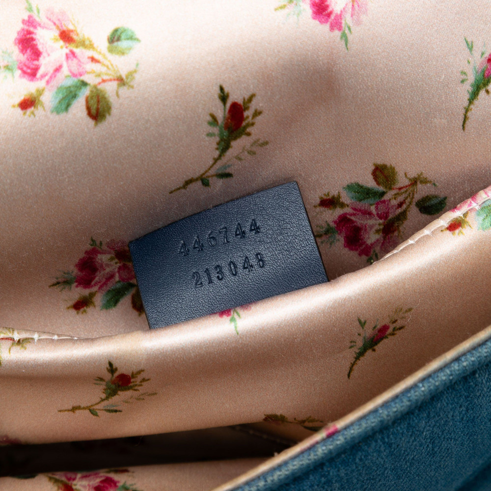 Pre-Loved Gucci Small GG Marmont Matelasse Denim Pearly Shoulder Bag - Picture 6 of 7